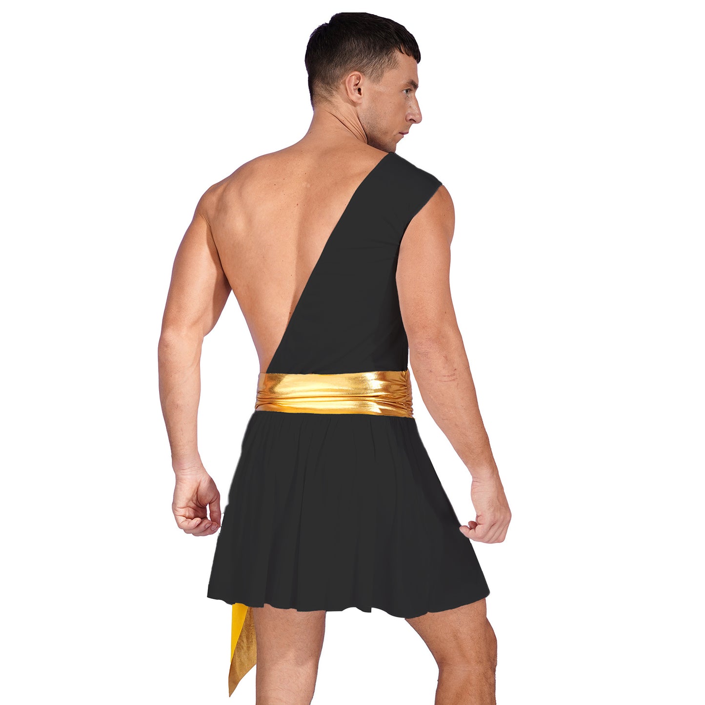 Men’s Ancient Greek God Costume – One-Shoulder Warrior Skirt for Halloween & Performance