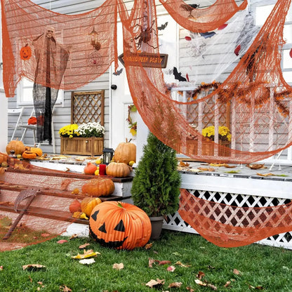 76x183cm Black Creepy Halloween Gauze – Spooky Cloth for Window, Door, Wall, or Table Decor.