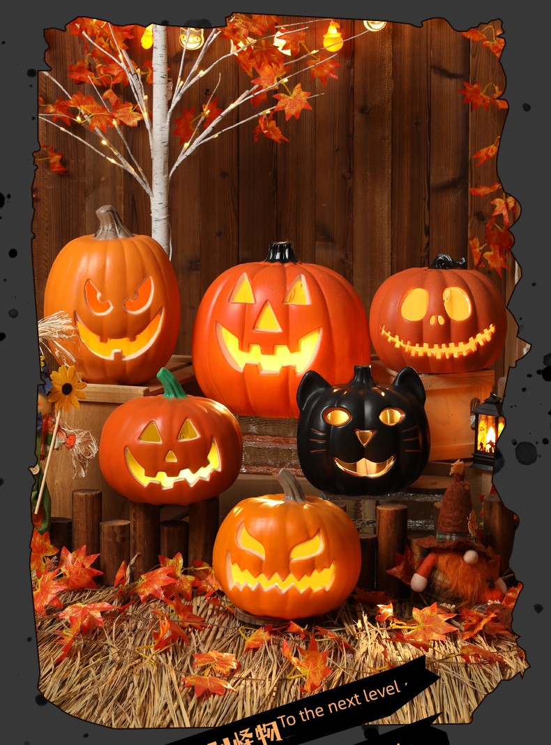 Halloween Pumpkin Lamp Bar Decoration Luminous Big Decorations Internet Celebrity Props Shopping Mall Outdoor Scene Layout Decoration