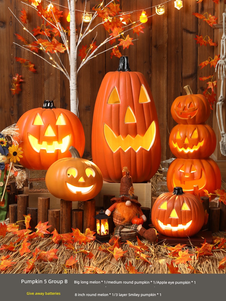 Halloween Pumpkin Lamp Bar Decoration Luminous Big Decorations Internet Celebrity Props Shopping Mall Outdoor Scene Layout Decoration